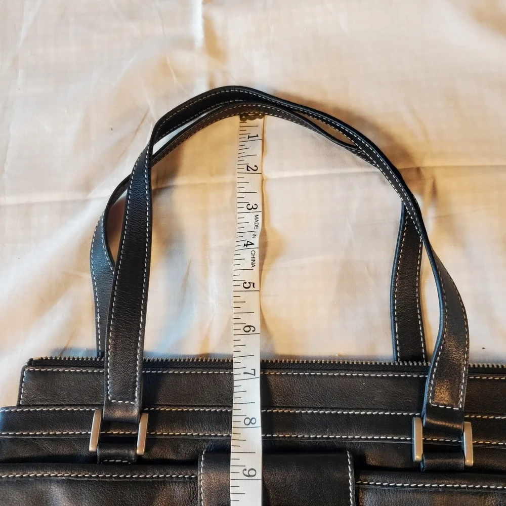 lauren ralph LRL Bag satchel handbag Black Turn Key Lock Top Handles Purse‎ Vtg
